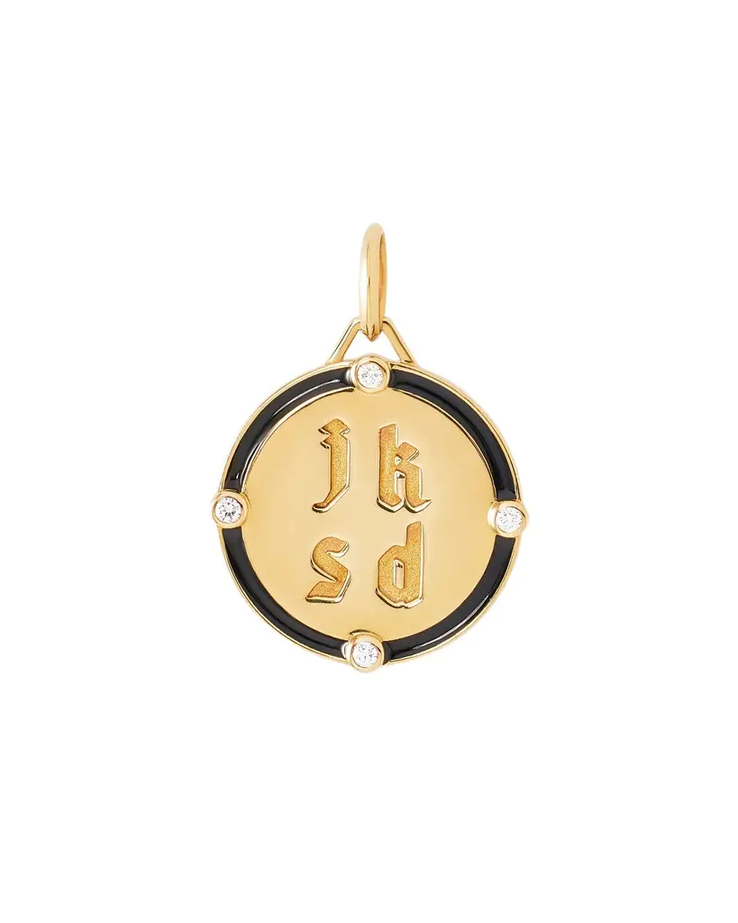Jennifer Fisher Jennifer Fisher Personalized Circle Charm Homecoming Edition in 18K Yellow Gold