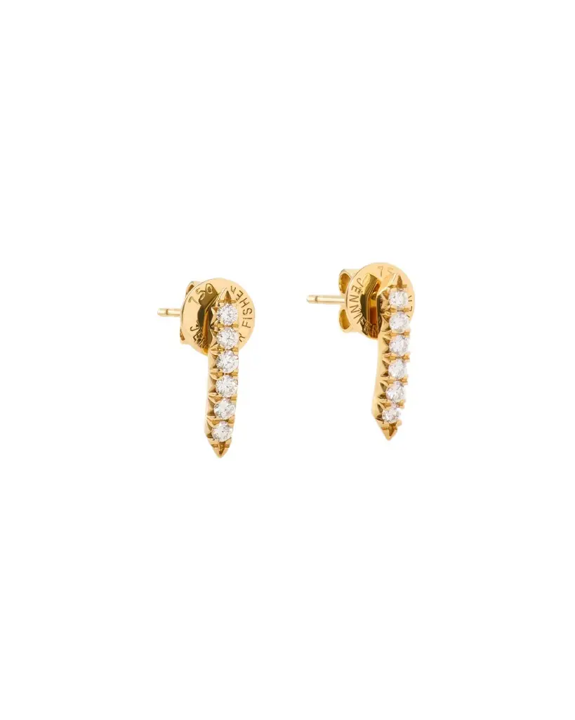 Jennifer Fisher Jennifer Fisher Essential Pin Earrings With Pavé White Diamonds in 18K Gold