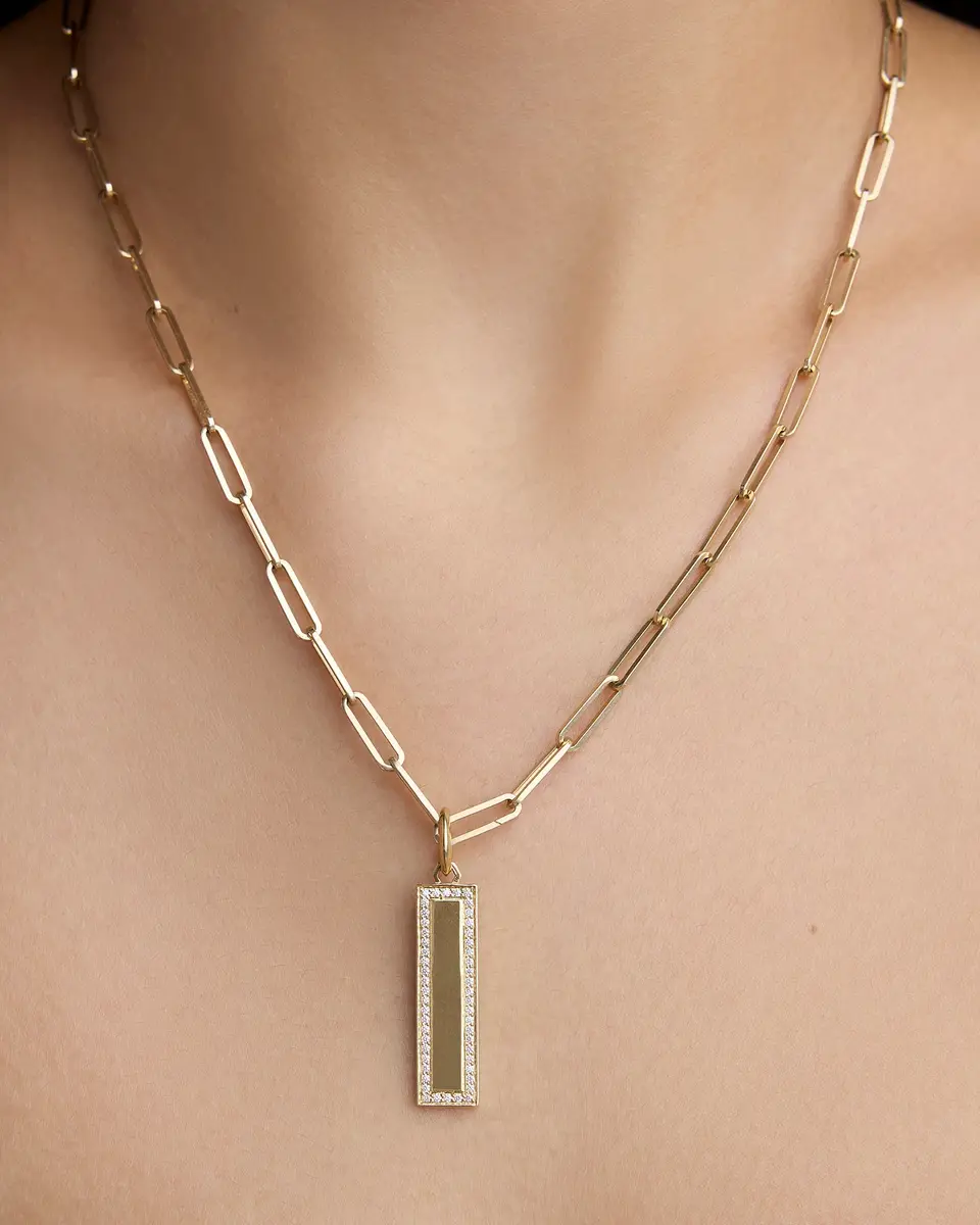 Jennifer Fisher Jennifer Fisher Luxe Narrow Classic Dog Tag in 18K Yellow Gold | Thumbnail 2