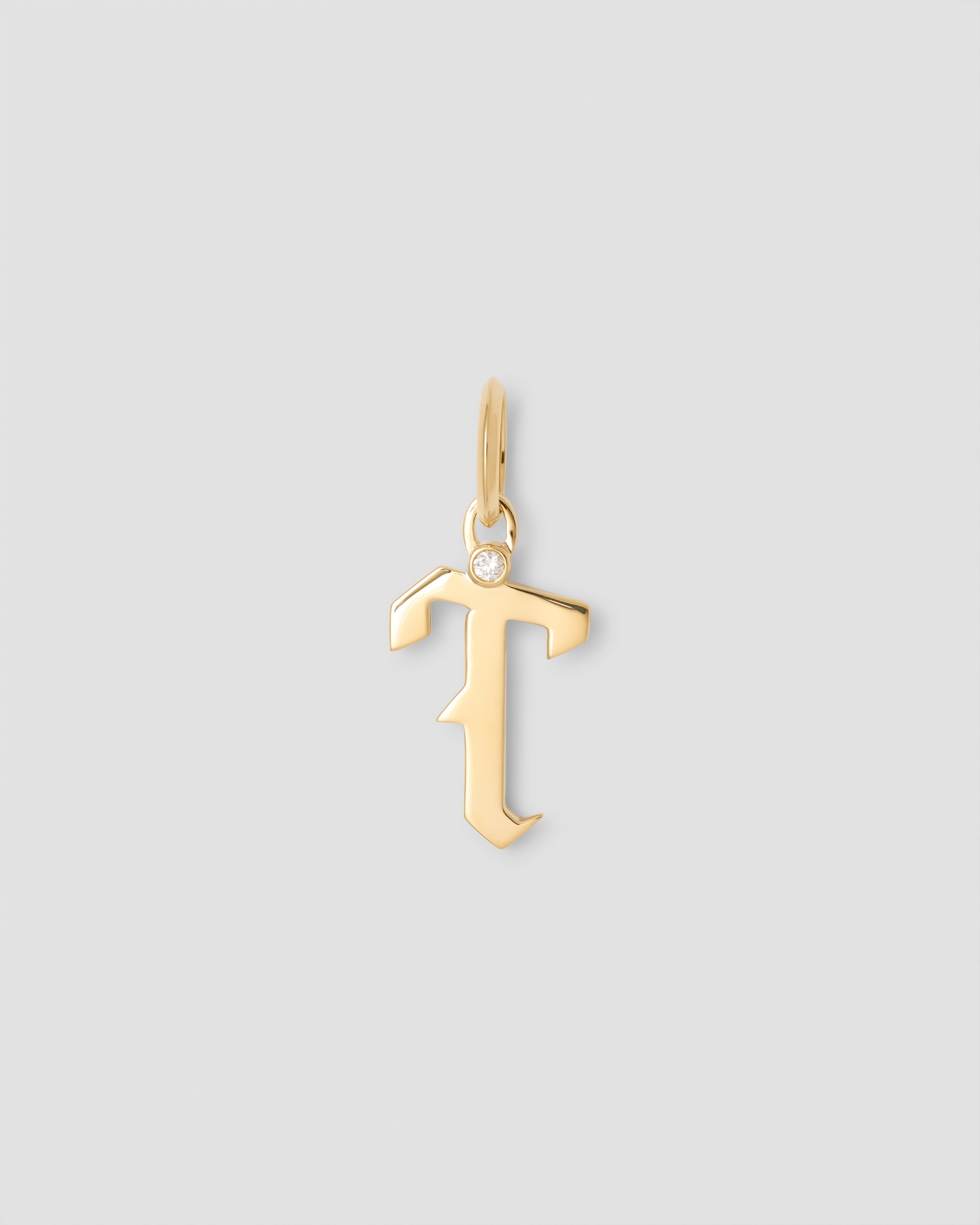 Jennifer Fisher Capital Gothic Letter Charm with Diamond in 18K Yellow Gold T