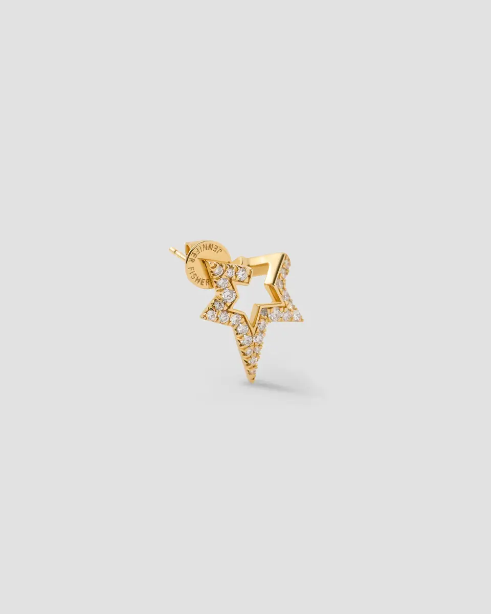 Jennifer Fisher Jennifer Fisher Large Star Earring with Pavé White Diamonds in 18k Yellow Gold Right Ear | Thumbnail 2 Jennifer Fisher Jennifer Fisher Large Star Earring with Pavé White Diamonds in 18k Yellow Gold Right Ear | Thumbnail 2