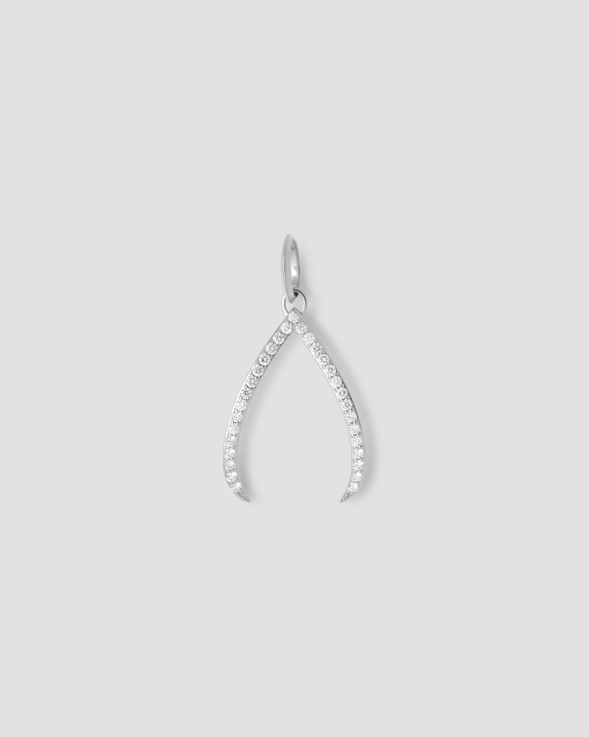 Jennifer Fisher Jennifer Fisher Wishbone Charm with Pavé White Diamonds 18K White Gold