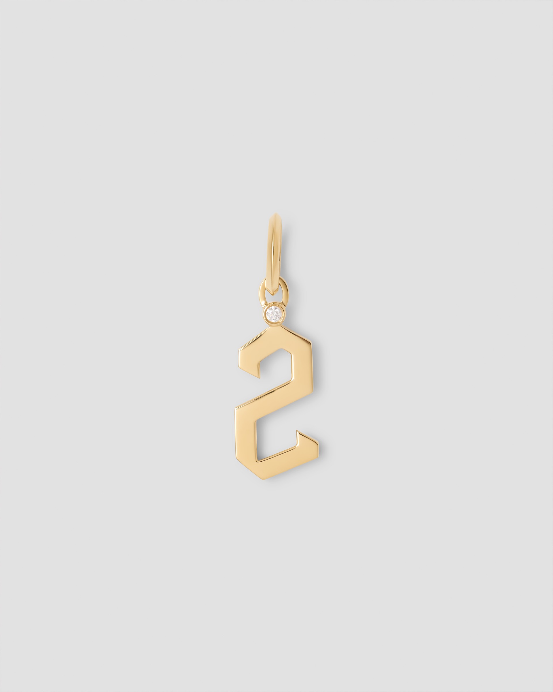 Jennifer Fisher Jennifer Fisher Gothic Number Charm with Diamond in 18K Yellow Gold 2