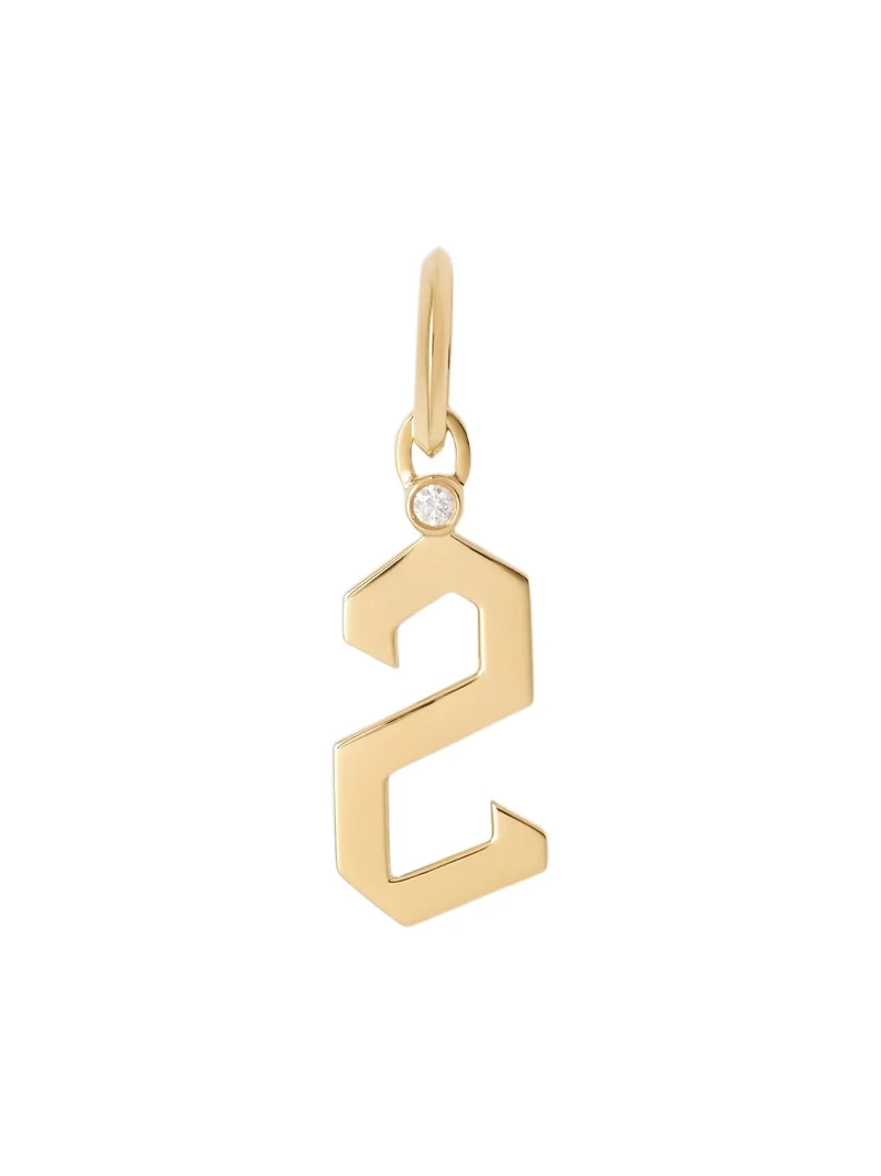 Jennifer Fisher Gothic Number Charm with Diamond in 18K Yellow Gold 2