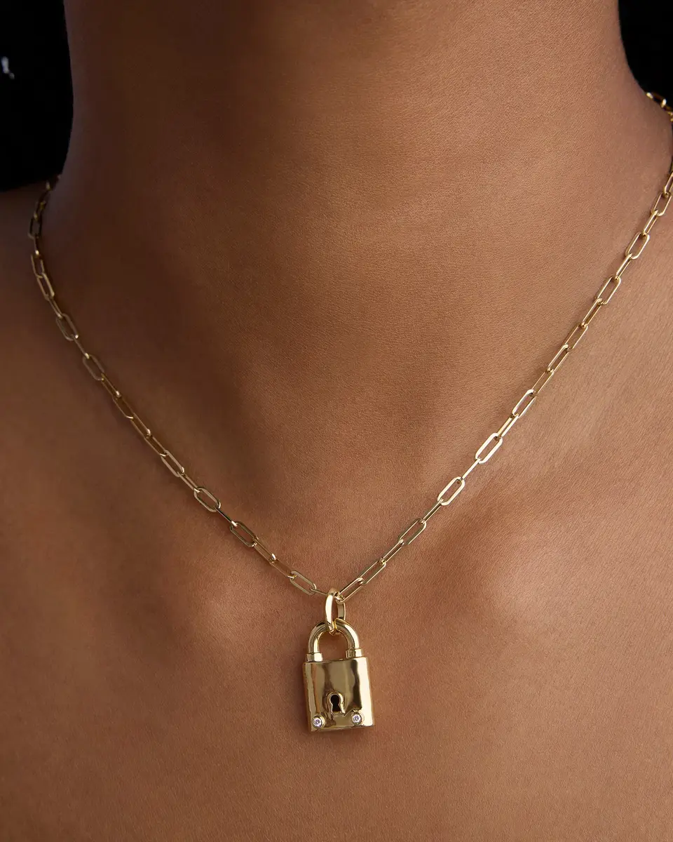 Jennifer Fisher Jennifer Fisher Medium Lock with Two Diamonds | Thumbnail 2 Jennifer Fisher Jennifer Fisher Medium Lock with Two Diamonds | Thumbnail 2