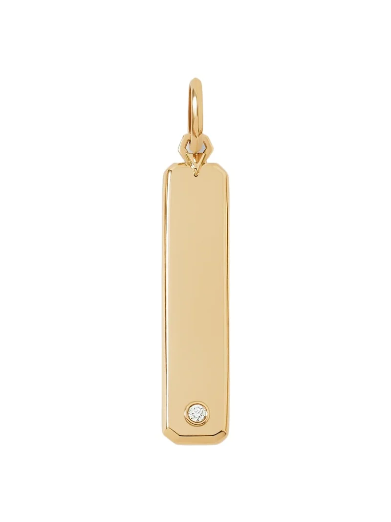 Jennifer Fisher Personalized Beveled Dog Tag in 18K Yellow Gold Jennifer Fisher Personalized Beveled Dog Tag in 18K Yellow Gold