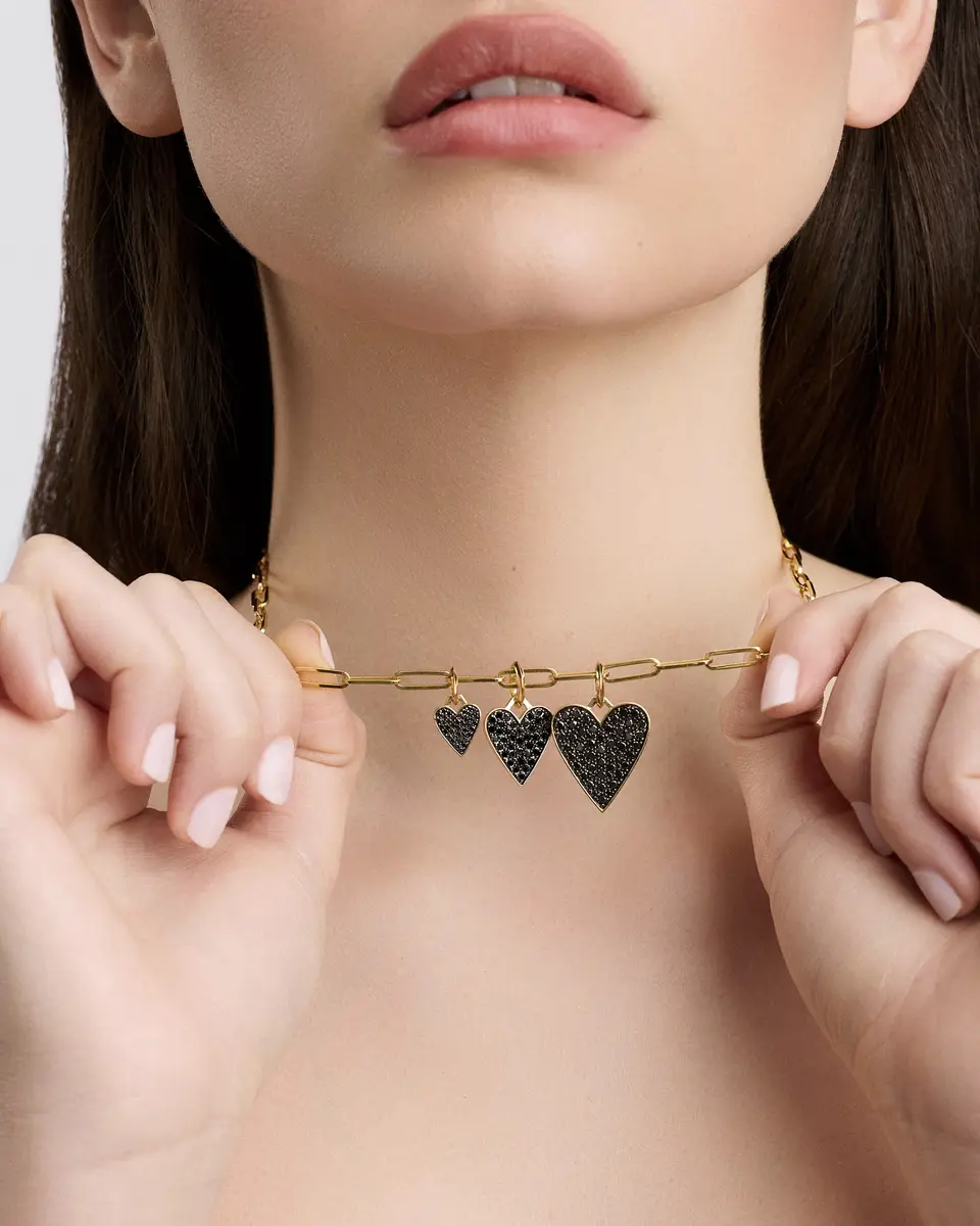 Jennifer Fisher Jennifer Fisher Medium Heart with Pavé Black Diamonds | Thumbnail 2 Jennifer Fisher Jennifer Fisher Medium Heart with Pavé Black Diamonds | Thumbnail 2