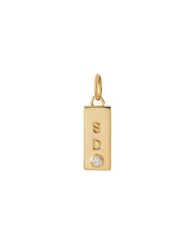 Jennifer Fisher Jennifer Fisher Personalized Mini Dog Tag with Diamond 18K Yellow Gold