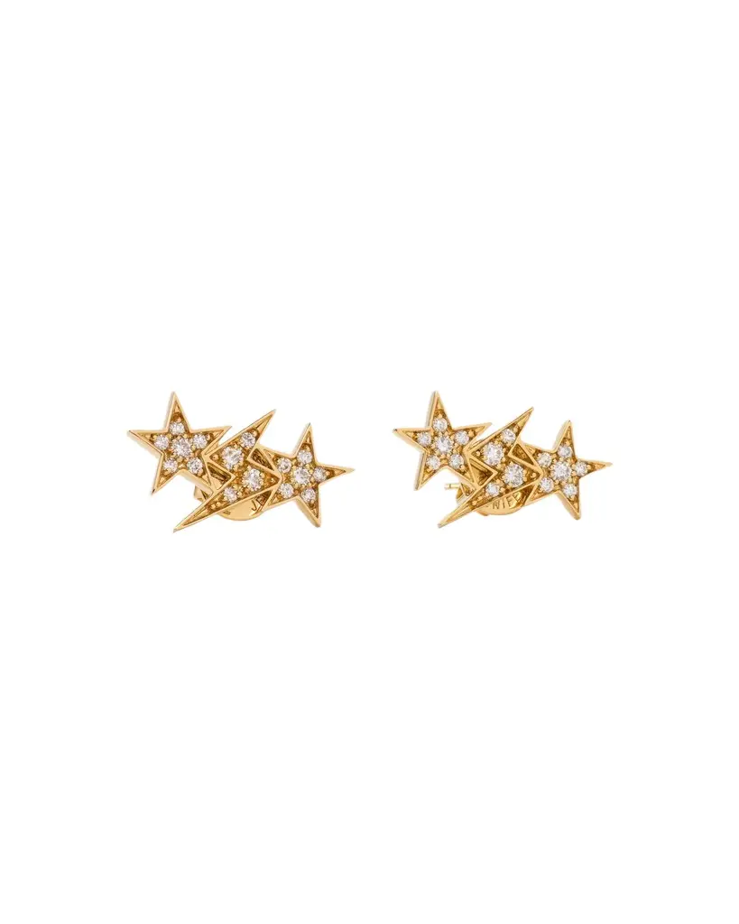 Jennifer Fisher Jennifer Fisher Star and Bolt Trio Pavé Diamond Earring in Yellow Gold