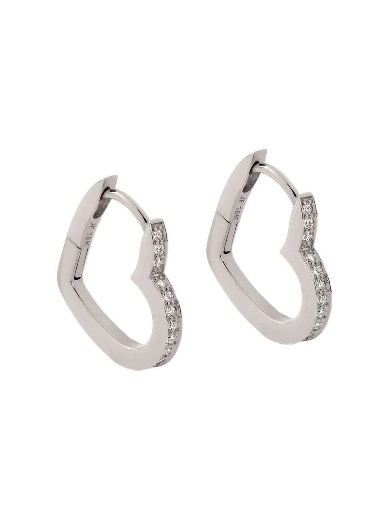 Jennifer Fisher 18k Small Heart Huggie With Pavé White Diamonds 18K White Gold Jennifer Fisher 18k Small Heart Huggie With Pavé White Diamonds 18K White Gold