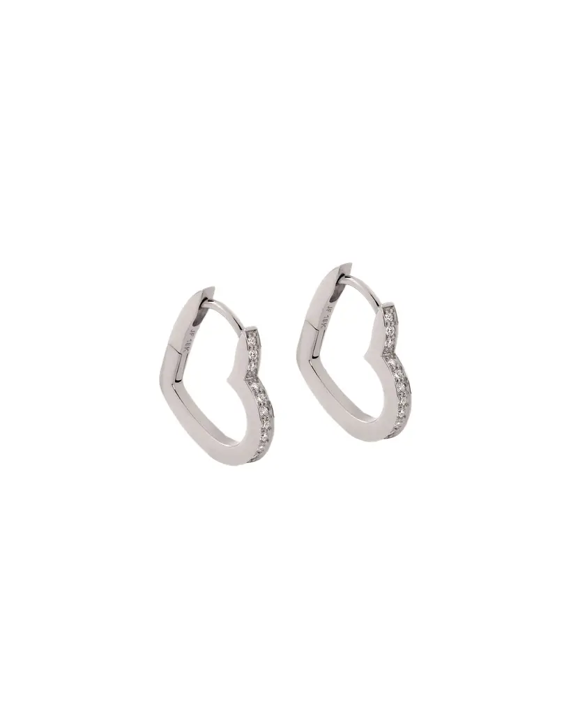 Jennifer Fisher 18k Small Heart Huggie With Pavé White Diamonds 18K White Gold Jennifer Fisher 18k Small Heart Huggie With Pavé White Diamonds 18K White Gold