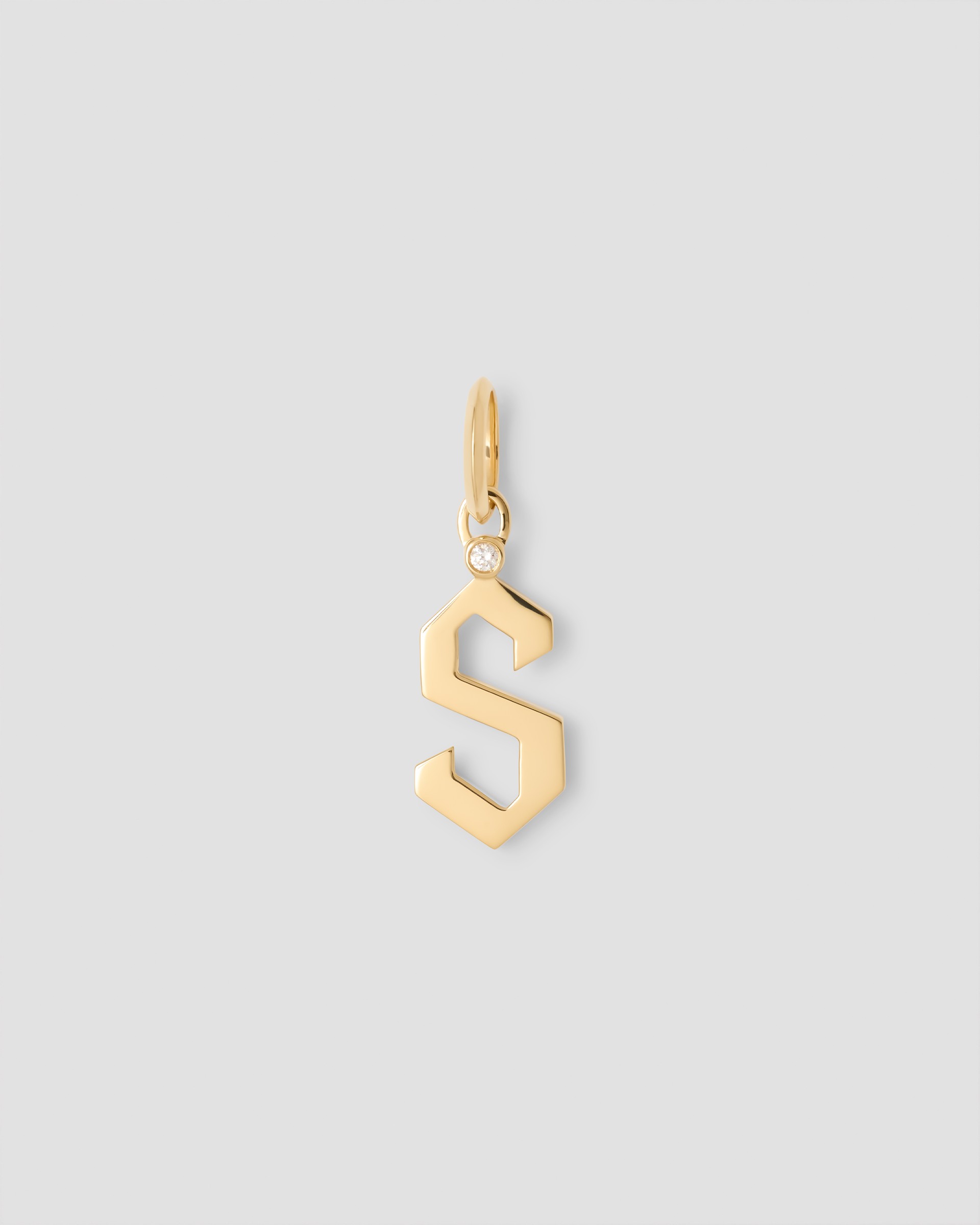 Jennifer Fisher Jennifer Fisher Capital Gothic Letter Charm with Diamond in 18K Yellow Gold S