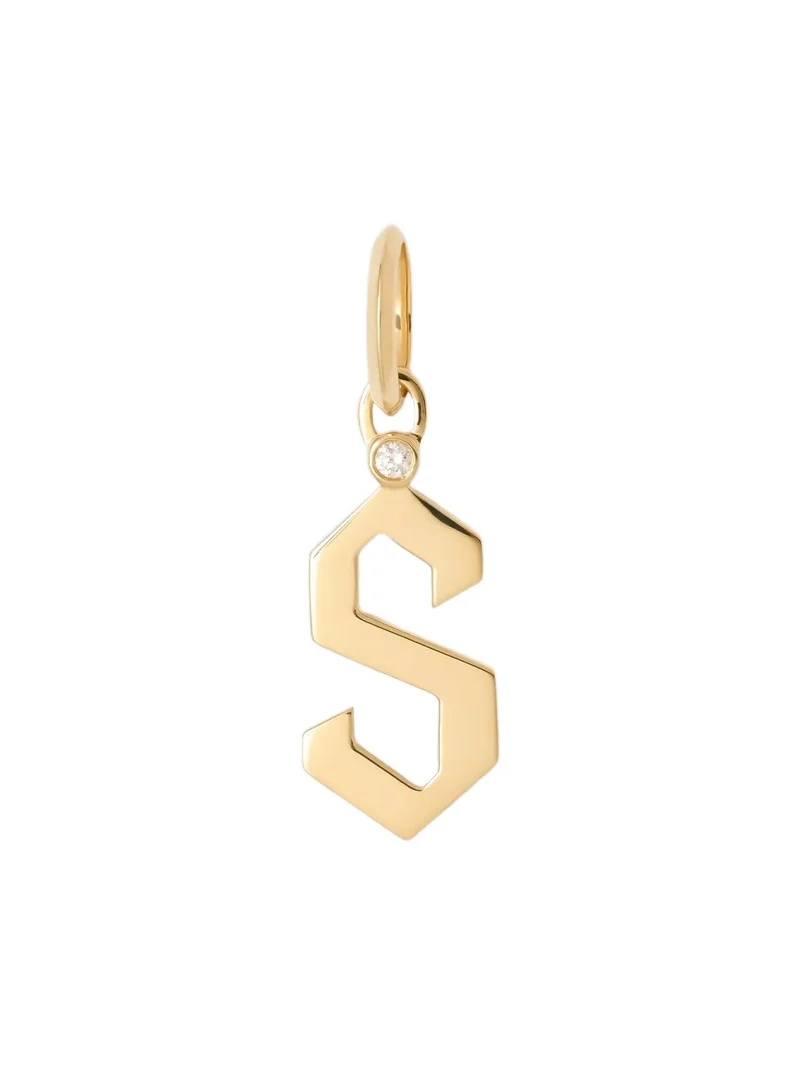 Jennifer Fisher Capital Gothic Letter Charm with Diamond in 18K Yellow Gold S