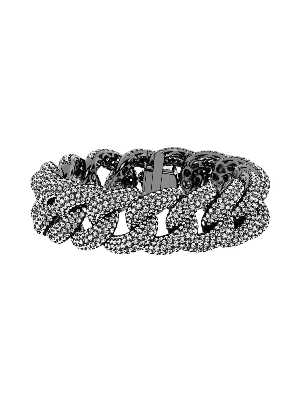 Jennifer Fisher Jennifer Fisher Lab Diamond Pavé Diamond Cuban Link Bracelet 18k Yellow Gold - Black Rhodium