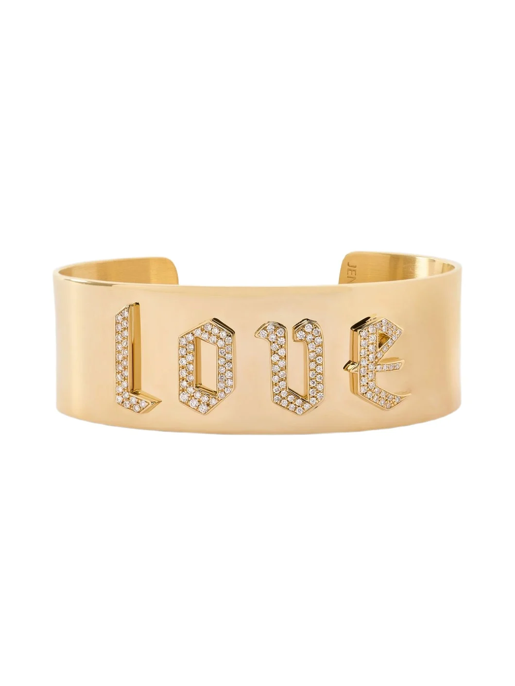 Personalized Fisher Cuff with Pavé White Diamonds 4 Letters Personalized Fisher Cuff with Pavé White Diamonds 4 Letters