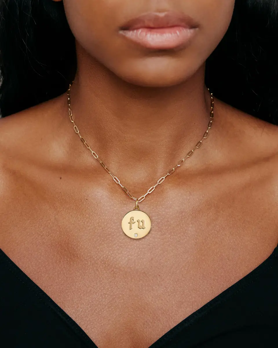 Jennifer Fisher Jennifer Fisher Personalized Circle Charm with Diamond in | Thumbnail 2