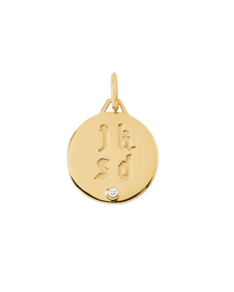 Jennifer Fisher Personalized Circle Charm with Diamond in Jennifer Fisher Personalized Circle Charm with Diamond in