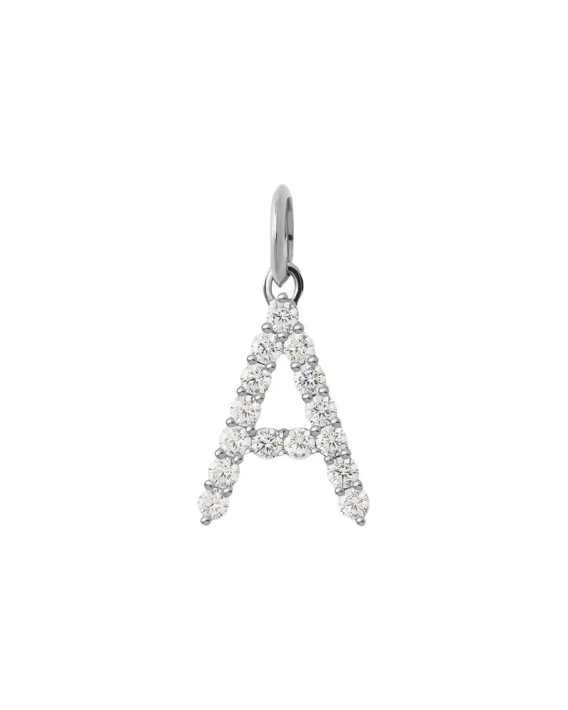 Jennifer Fisher Large Floating Diamond Minimal Block Letter A / 18K White Gold Jennifer Fisher Large Floating Diamond Minimal Block Letter A / 18K White Gold
