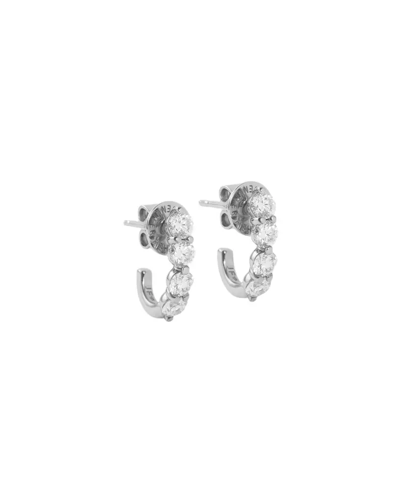 Jennifer Fisher Floating Four Diamond Huggies 18K White Gold