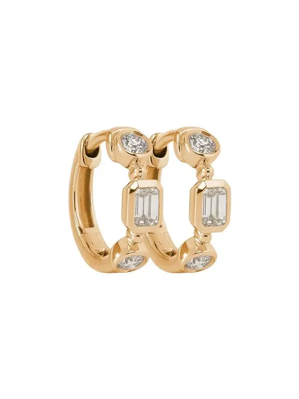 Jennifer Fisher Jennifer Fisher Essential Mixed Shape Diamond Bezel Huggie