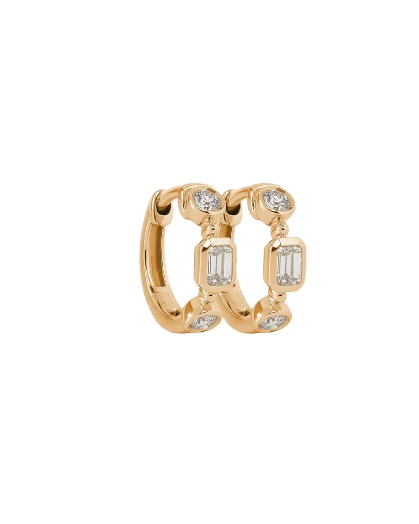 Jennifer Fisher Jennifer Fisher Essential Mixed Shape Diamond Bezel Huggie