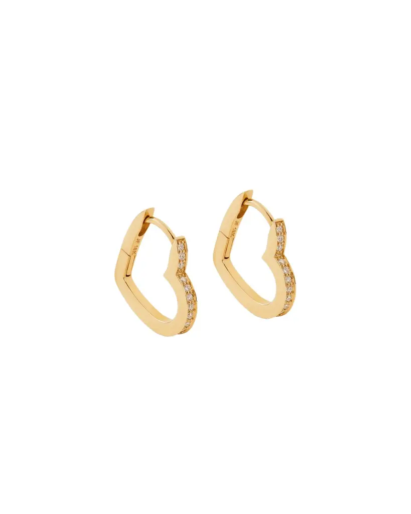 Jennifer Fisher 18k Small Heart Huggie With Pavé White Diamonds 18K Yellow Gold Jennifer Fisher 18k Small Heart Huggie With Pavé White Diamonds 18K Yellow Gold