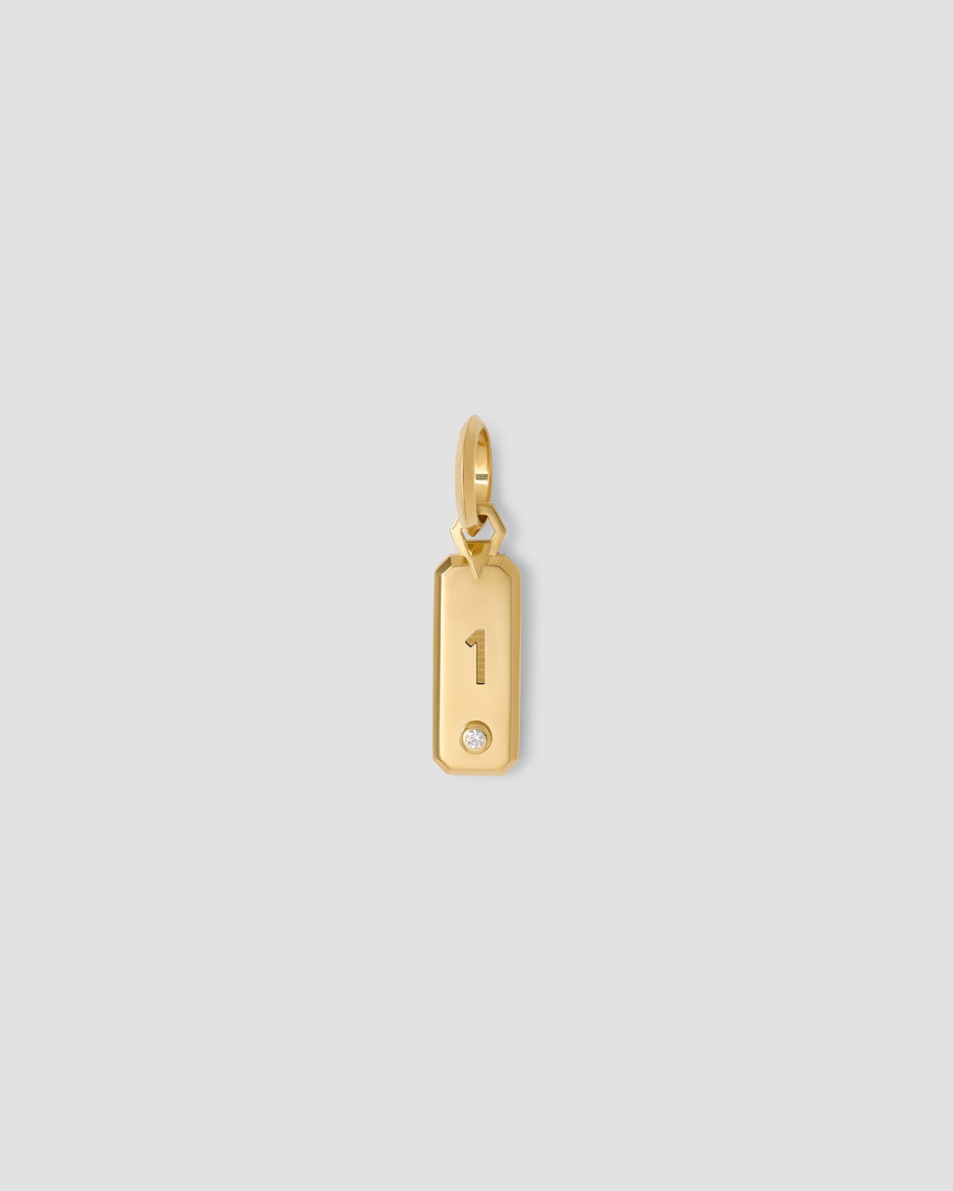 Jennifer Fisher Minimal Block Number Dog Tag in 18K Yellow Gold 1 Jennifer Fisher Minimal Block Number Dog Tag in 18K Yellow Gold 1