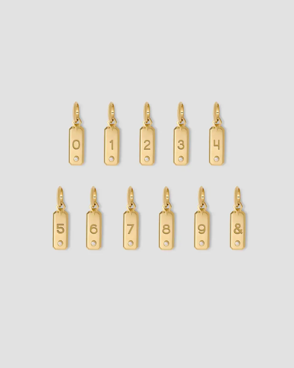 Jennifer Fisher Jennifer Fisher Minimal Block Number Dog Tag in 18K Yellow Gold 1 | Thumbnail 2