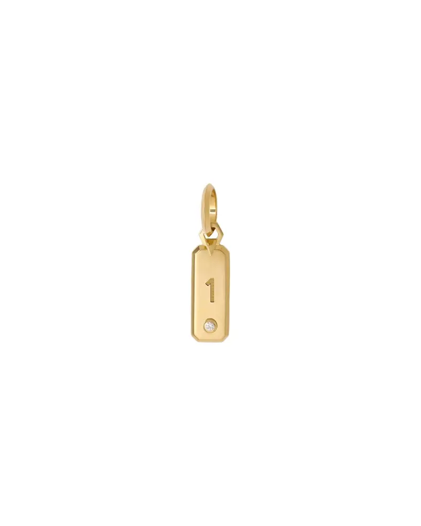 Jennifer Fisher Jennifer Fisher Minimal Block Number Dog Tag in 18K Yellow Gold 1