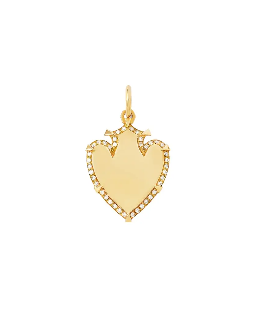Jennifer Fisher Jennifer Fisher Heart Shield with Pave White Diamonds in 18K Yellow Gold