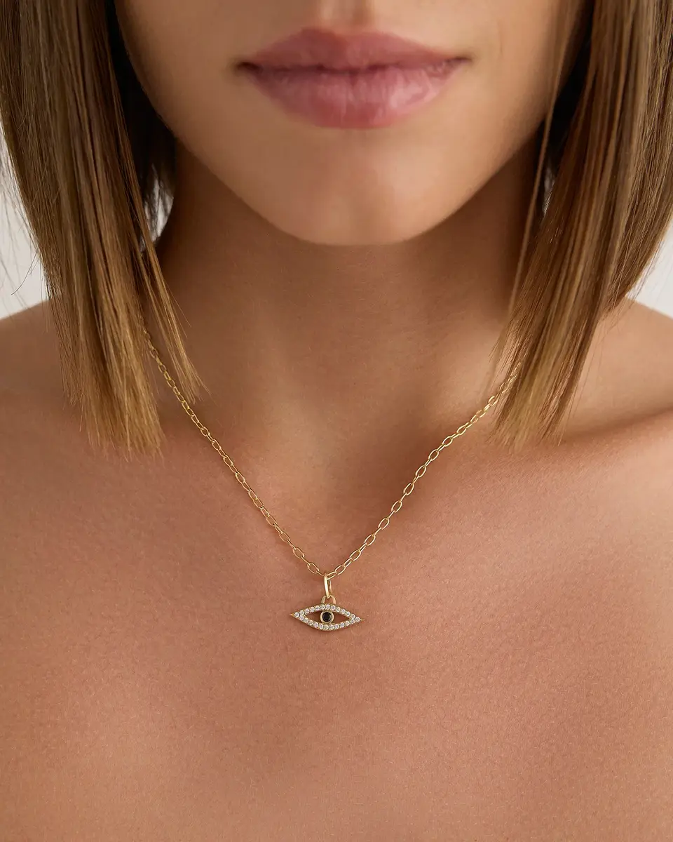Jennifer Fisher Jennifer Fisher Evil Eye Charm in 18K Yellow Gold | Thumbnail 2 Jennifer Fisher Jennifer Fisher Evil Eye Charm in 18K Yellow Gold | Thumbnail 2