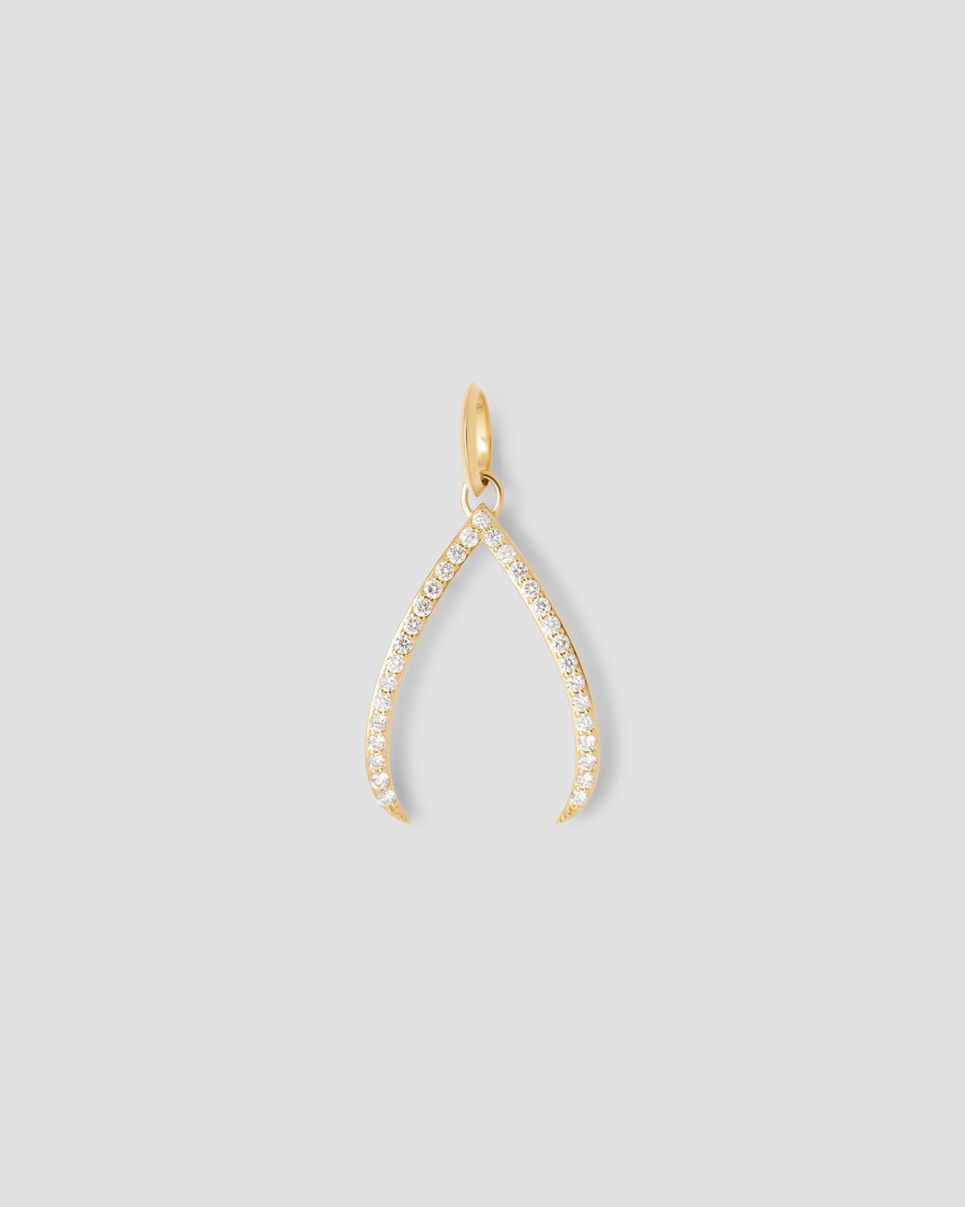 Jennifer Fisher Jennifer Fisher Wishbone Charm with Pavé White Diamonds 18K Yellow Gold