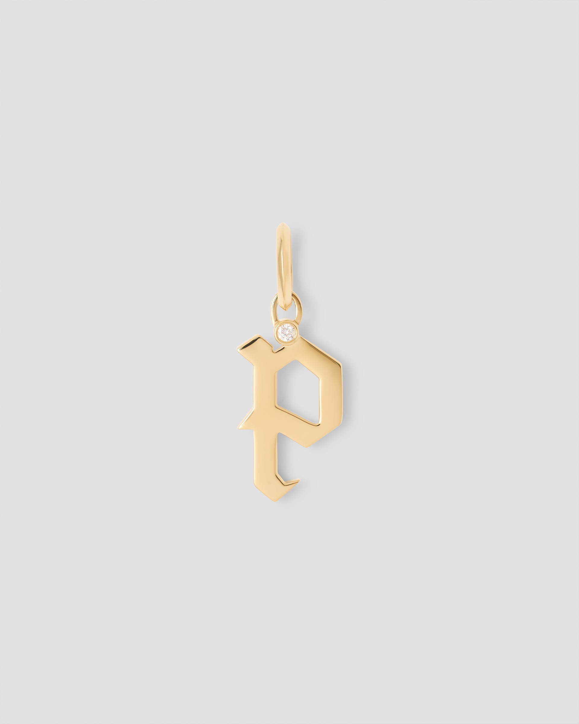 Jennifer Fisher Capital Gothic Letter Charm with Diamond in 18K Yellow Gold P Jennifer Fisher Capital Gothic Letter Charm with Diamond in 18K Yellow Gold P