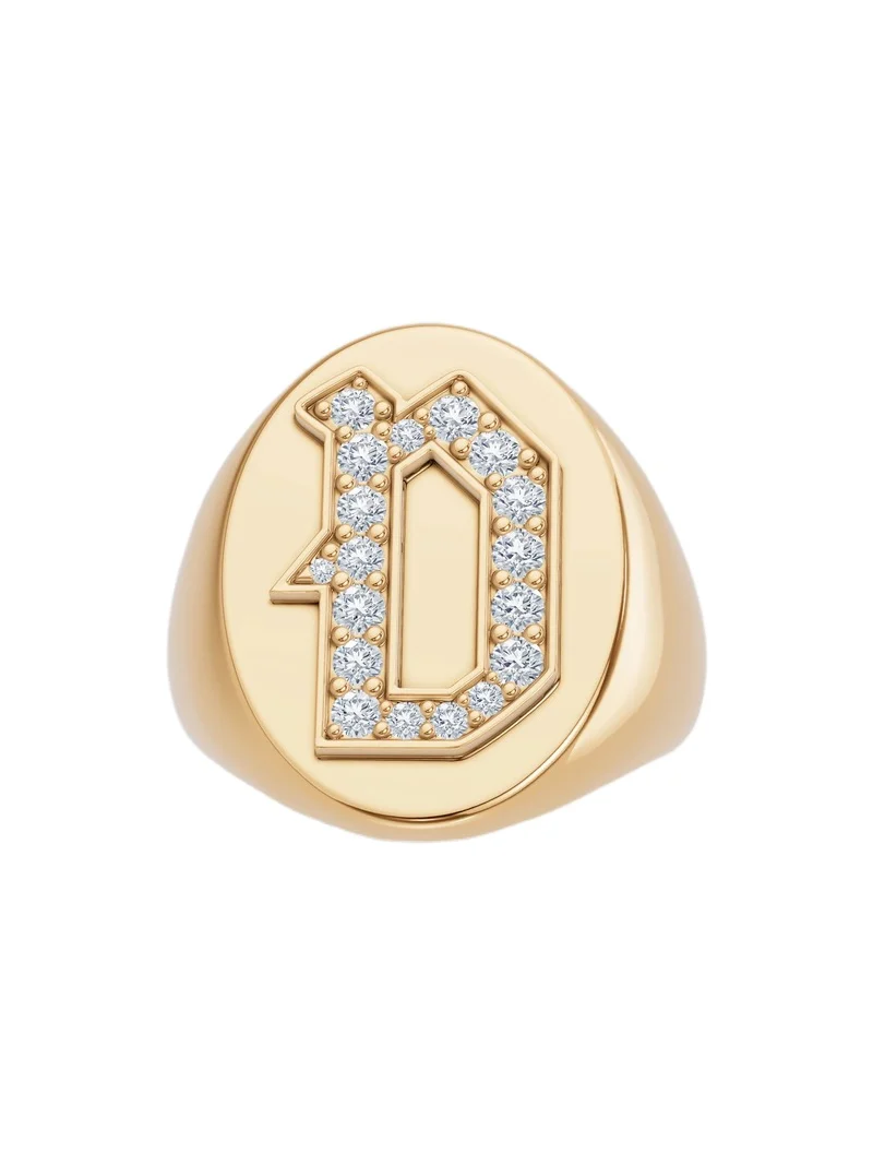 Jennifer Fisher Jennifer Fisher Large Signet Letter Ring with Diamonds in 18K Yellow Gold A-N D / 7