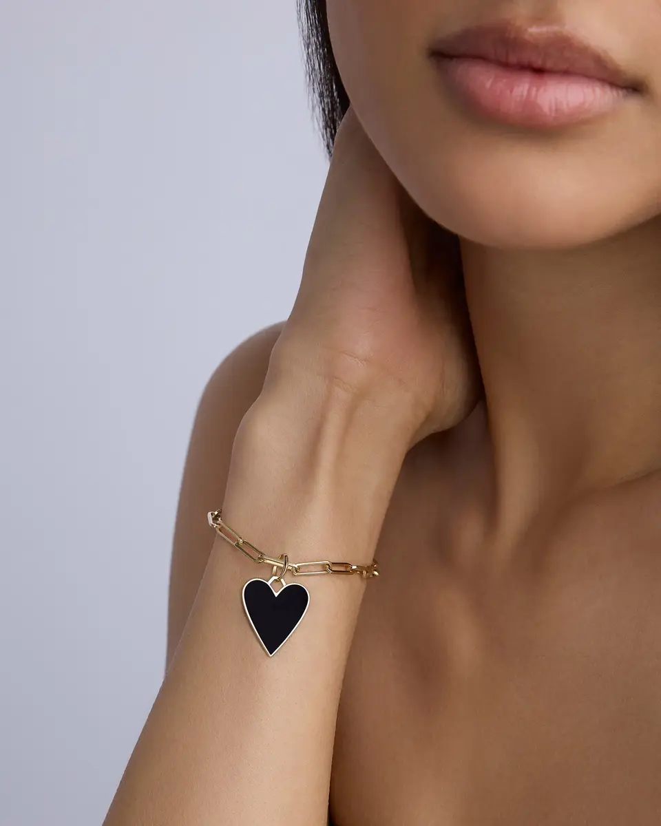 Jennifer Fisher Jennifer Fisher Large Enamel Heart Charm in 18K Yellow Gold