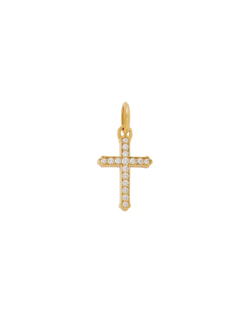 Jennifer Fisher Jennifer Fisher Small Royal Cross with Pavé White Diamonds 18K Yellow Gold
