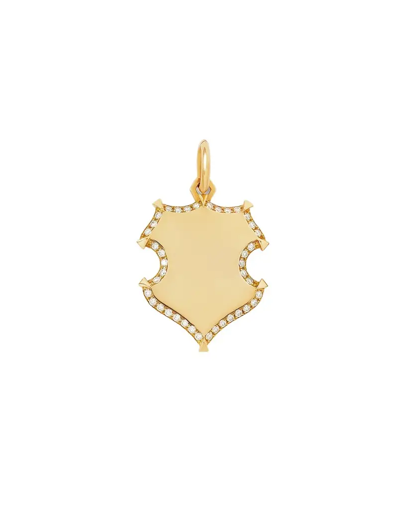 Jennifer Fisher Jennifer Fisher Wave Shield with Pave White Diamonds in 18K Yellow Gold