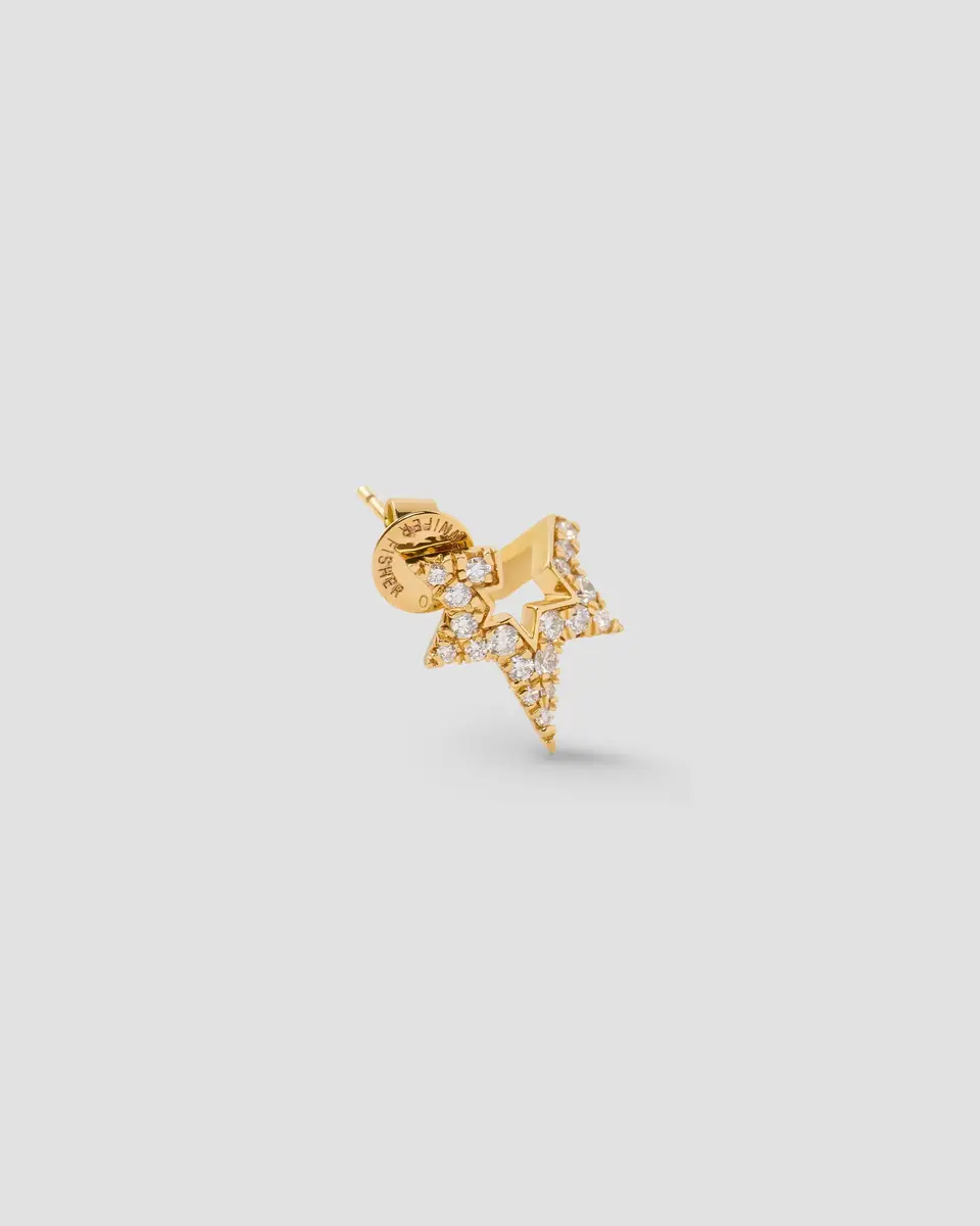 Jennifer Fisher Jennifer Fisher Small Star Earring with Pavé White Diamonds in 18k Yellow Gold Right Ear | Thumbnail 2 Jennifer Fisher Jennifer Fisher Small Star Earring with Pavé White Diamonds in 18k Yellow Gold Right Ear | Thumbnail 2