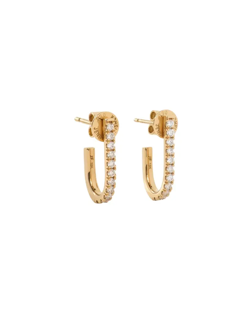 Jennifer Fisher Jennifer Fisher Medium Pavé Diamond Level Earring in 18K Yellow Gold