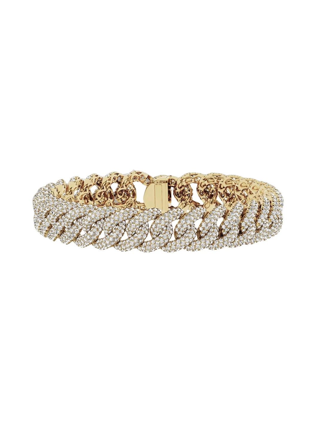 Jennifer Fisher Lab Diamond Pavé Diamond Curb Link Bracelet 18K Yellow Gold