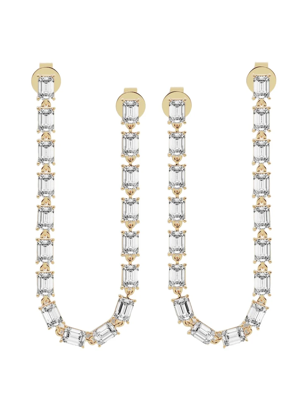 Jennifer Fisher Jennifer Fisher Lab Diamond Emerald Cut Long Convertible Drop Earrings 18K Yellow Gold