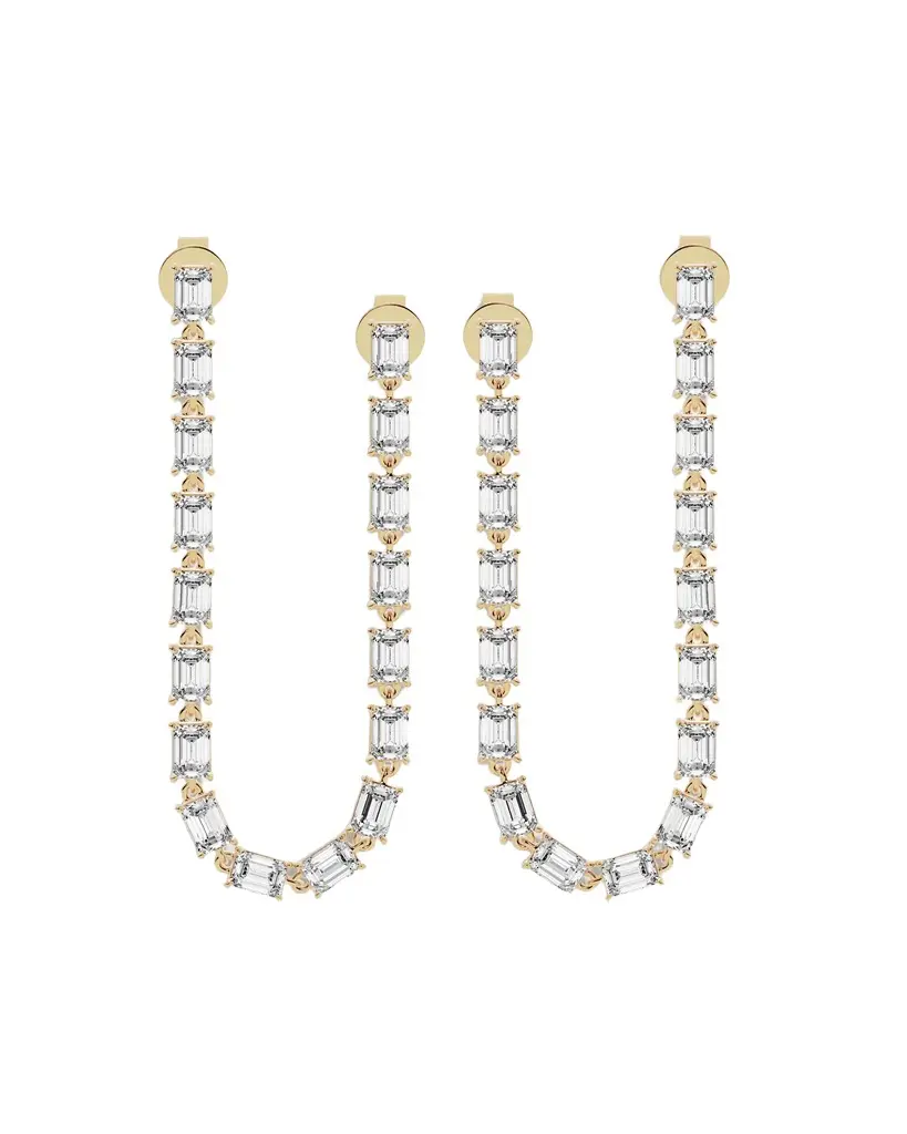 Jennifer Fisher Jennifer Fisher Lab Diamond Emerald Cut Long Convertible Drop Earrings 18K Yellow Gold