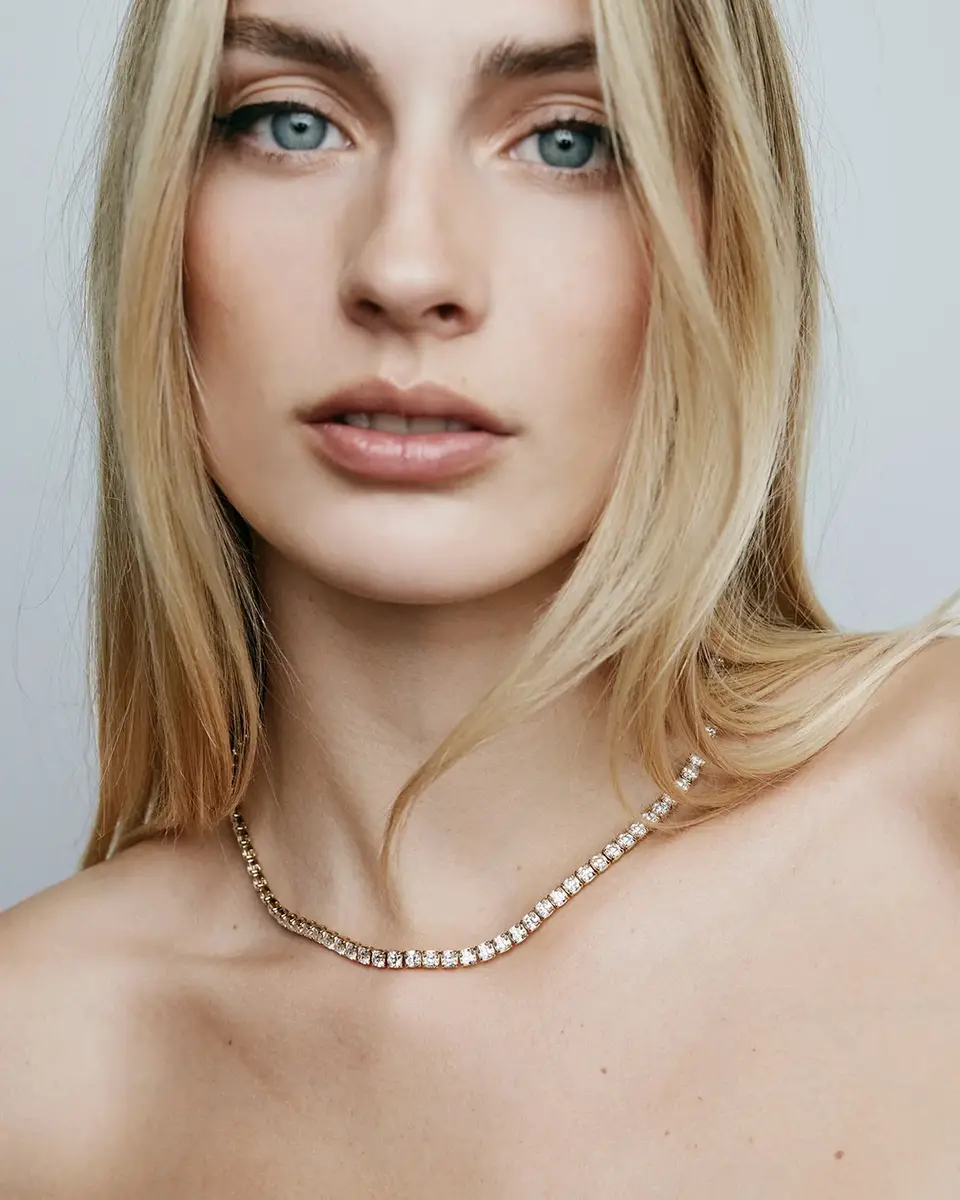Jennifer Fisher Jennifer Fisher Lab Diamond Cushion Cut Tennis Necklace 18K Yellow Gold