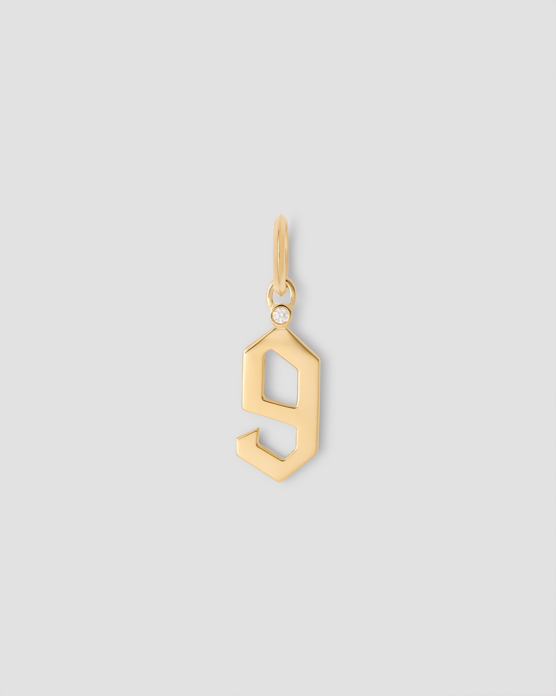 Jennifer Fisher Jennifer Fisher Gothic Number Charm with Diamond in 18K Yellow Gold 9