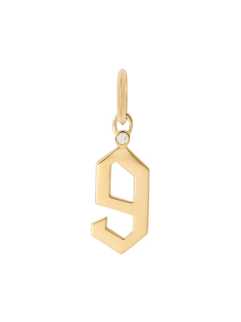 Jennifer Fisher Gothic Number Charm with Diamond in 18K Yellow Gold 9