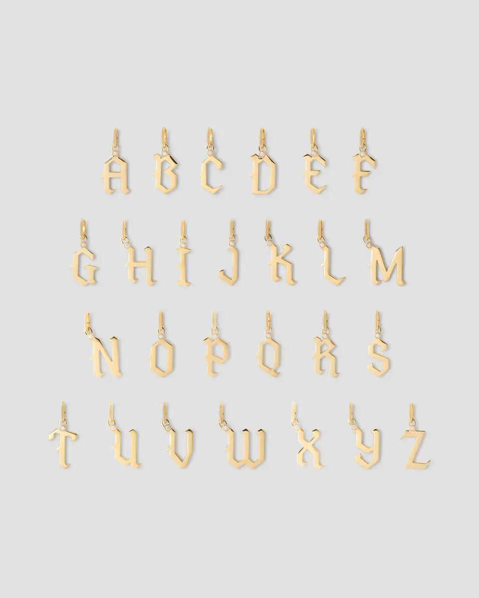 Jennifer Fisher Jennifer Fisher Capital Gothic Letter Charm with Diamond in 18K Yellow Gold K | Thumbnail 2 Jennifer Fisher Jennifer Fisher Capital Gothic Letter Charm with Diamond in 18K Yellow Gold K | Thumbnail 2