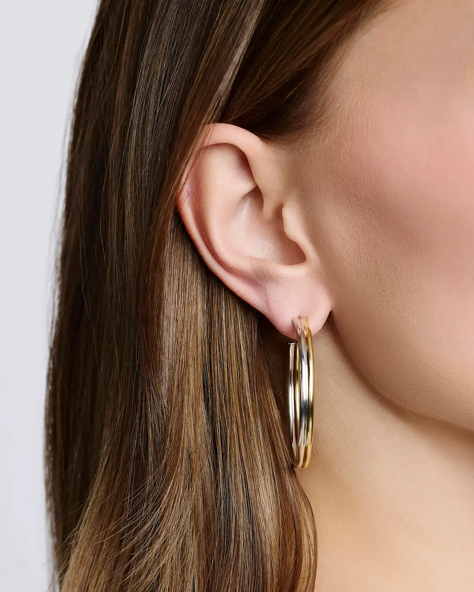 Jennifer Fisher Jennifer Fisher 1.5 Two Tone Thread Baby Hoops | Thumbnail 2 Jennifer Fisher Jennifer Fisher 1.5 Two Tone Thread Baby Hoops | Thumbnail 2