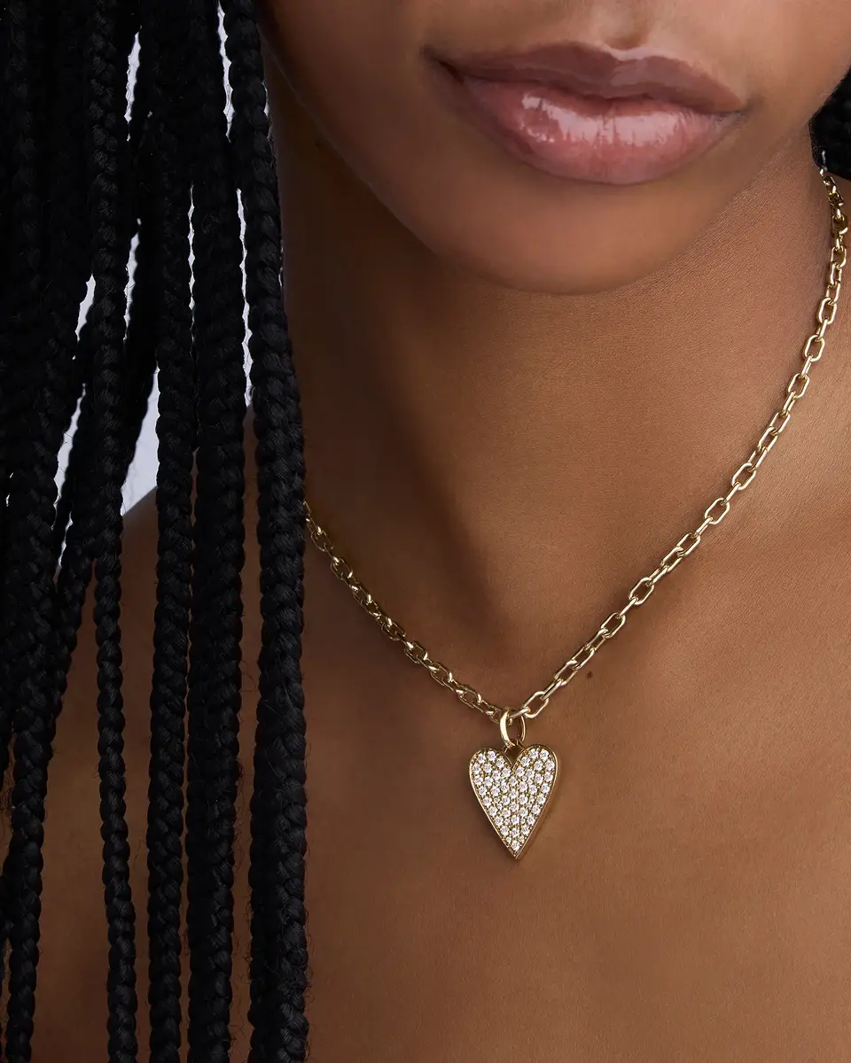 Jennifer Fisher Jennifer Fisher Large Heart with Pavé White Diamonds in 18K Yellow Gold | Thumbnail 2 Jennifer Fisher Jennifer Fisher Large Heart with Pavé White Diamonds in 18K Yellow Gold | Thumbnail 2