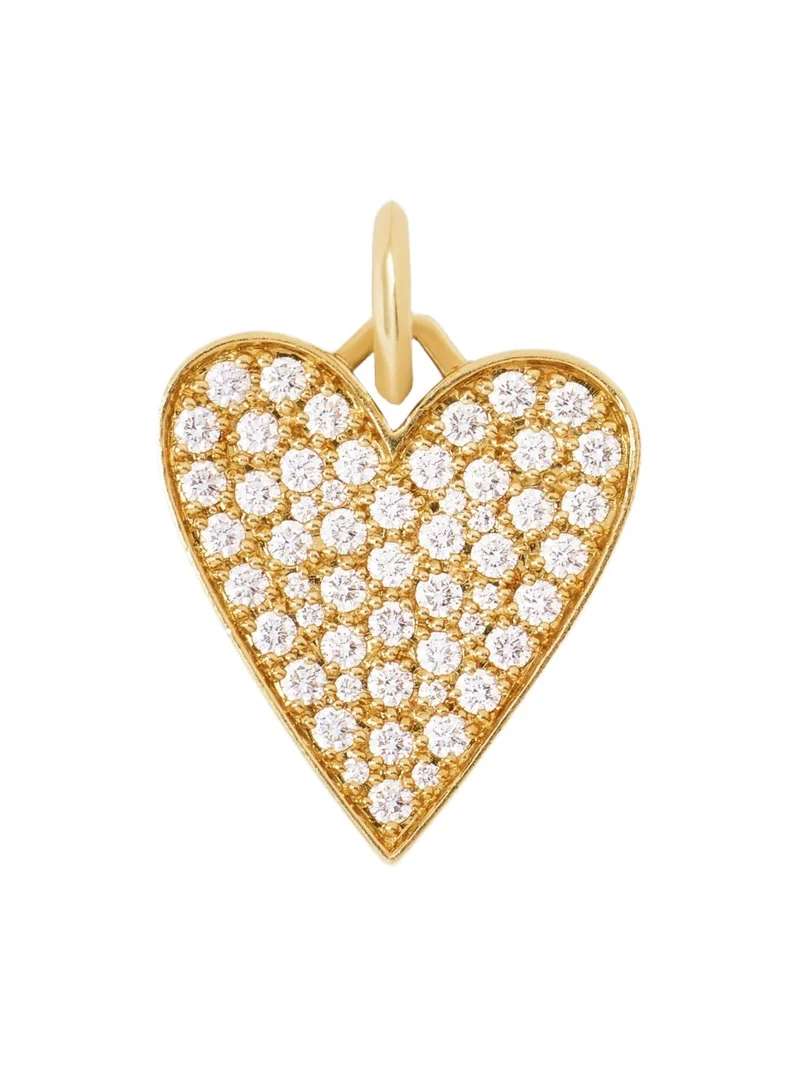 Large Heart with Pavé White Diamonds in 18K Yellow Gold Large Heart with Pavé White Diamonds in 18K Yellow Gold