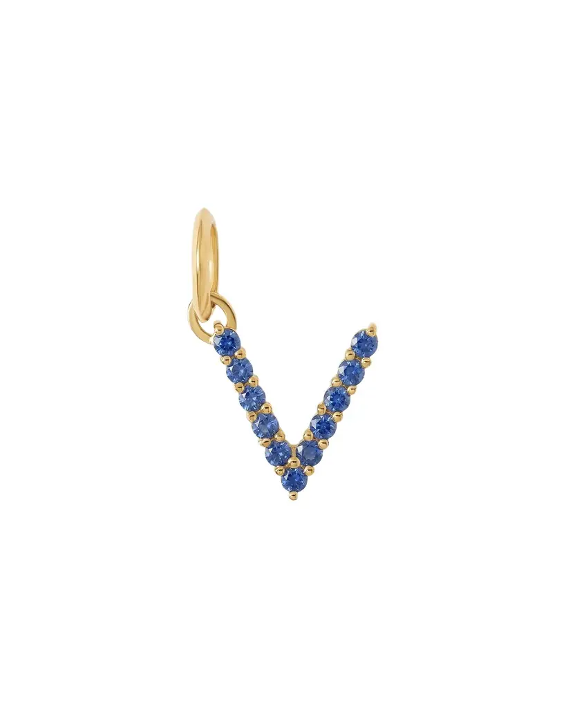 Jennifer Fisher Jennifer Fisher Medium Floating Sapphire Minimal Block Letter 18K Yellow Gold / V